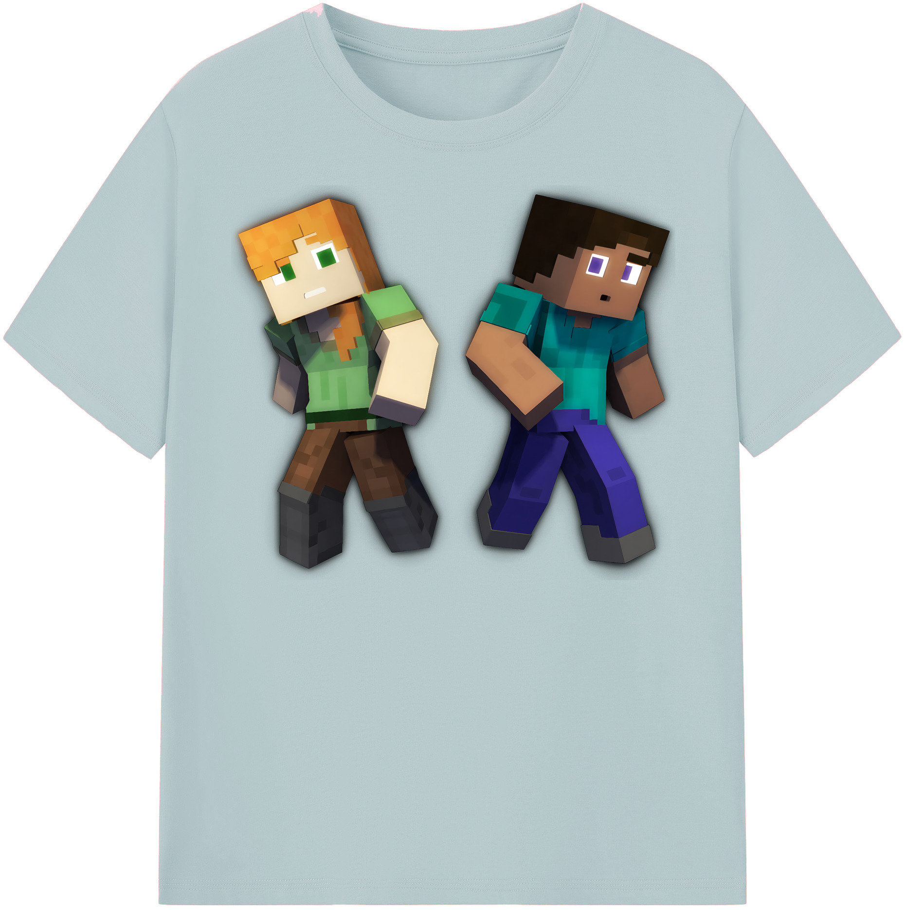 （画像用） マインクラフト ブロックの世界 Minecraft MC Block world 綿100％半袖Tシャツ（フロントプリント）